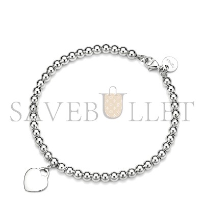 TIFFANY STERLING SILVER WITH DIAMOND HEART TAG BEAD BRACELET 6853255